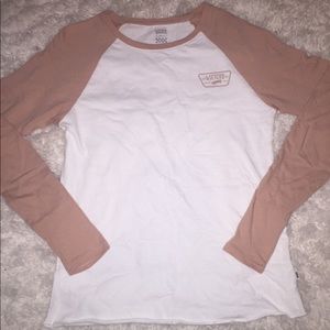 Vans Long Sleeve Baseball T-Shirt (White/Pink)